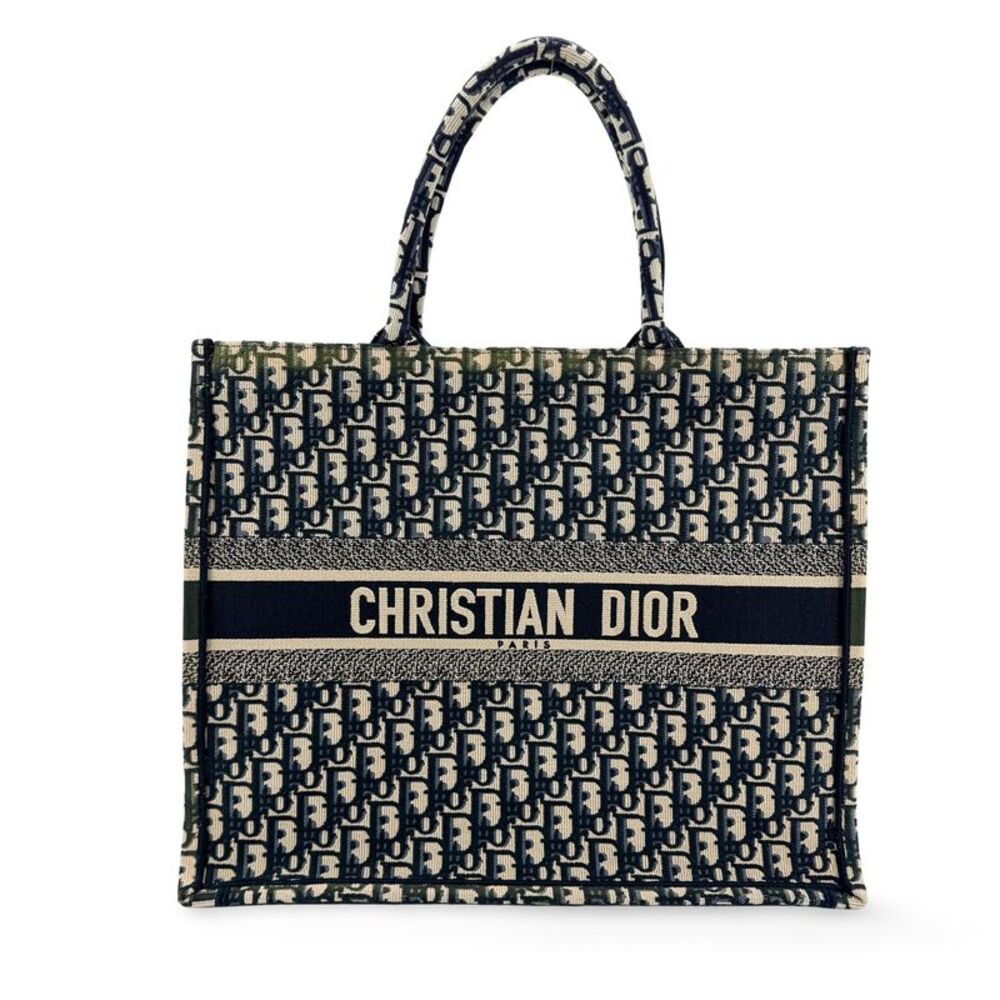 Christian Dior Book Oblique Canvas Navy Canvas Tote Bag Bag